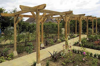 Oak Pergola on Purbeck Stone dressed plinths