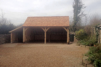 Oak Framed Garage with Cedar Shingle Roof